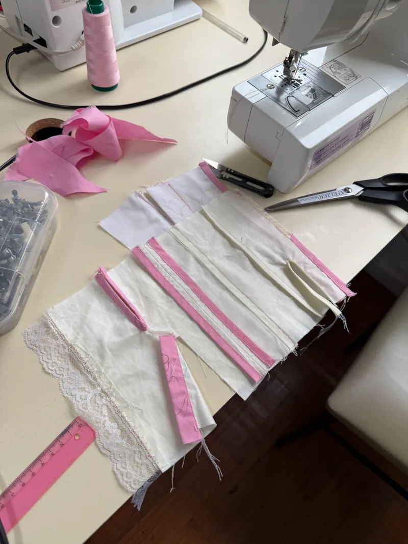 muestra de costuras a máquina